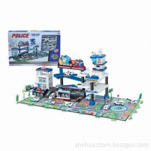Plastic DIY building block toy police station